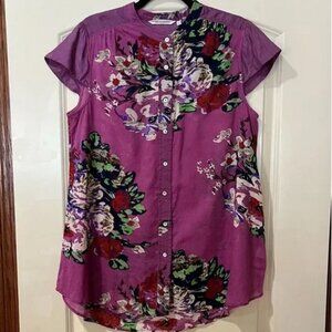 SOFT SURROUNDINGS Bouquet of Roses Floral Tunic Purple Women’s Size Medium